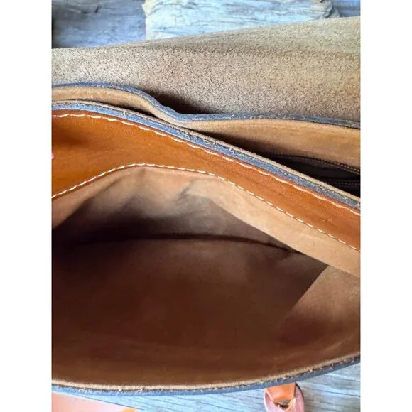 Patricia Nash Tooled Leather Saddle Bag Crossbody Whipstitch Braided Strap Brown - Picture 4 of 8